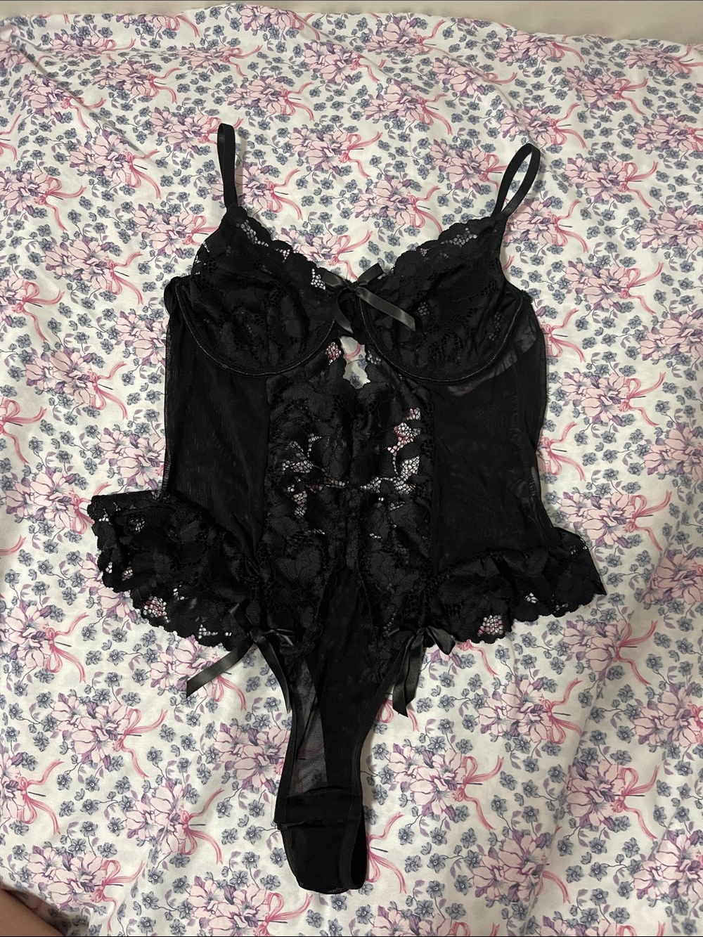 Black Lace Bodysuit Teddy - Women Intimates
